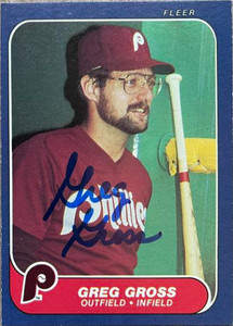 Greg Gross Autographed 1986 Fleer # 441 Philadelphia Phillies Card