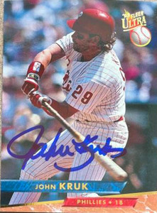John Kruk Autographed 1993 Fleer Ultra #90 Philadelphia Phillies Card
