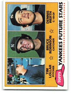 1981 Topps #424 Tim Lollar/Bruce Robinson/Dennis Werth Yankees Rookies VG RC Rookie New York Yankees 