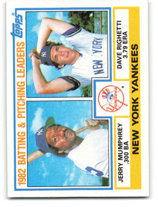 1983 Topps #81 Jerry Mumphrey/Dave Righetti Yankees Batting & Pitching Leaders VG New York Yankees 