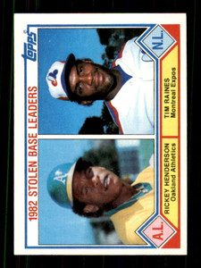1983 Topps #704 Rickey Henderson/Tim Raines Stolen Base Leaders VG Oakland Athletics/Montreal Expos 