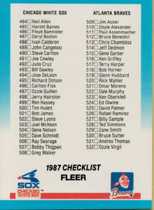 1987 Fleer #659 Checklist 484-578 NM Chicago White Sox/Atlanta Braves/Minnesota Twins/Chicago Cubs 