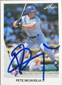 Pete Incaviglia Autographed 1990 Leaf #231 Texas Rangers Card