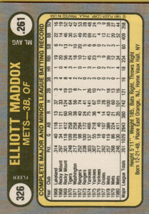 1981 Fleer #326 Elliott Maddox VG New York Mets 