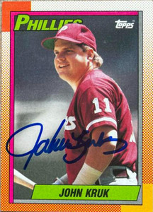 John Kruk Autographed 1990 Topps #469 Philadelphia Phillies Card