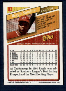 1993 Topps #83 Reggie Sanders VG Cincinnati Reds 