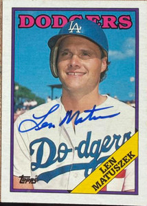 Len Matuszek Autographed 1988 Topps #92 Los Angeles Dodgers Card