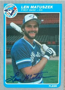 Len Matuszek Autographed 1985 Fleer Update #U-79 Toronto Blue Jays Card