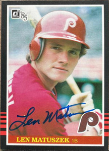 Len Matuszek Autographed 1985 Donruss #259 Philadelphia Phillies Card