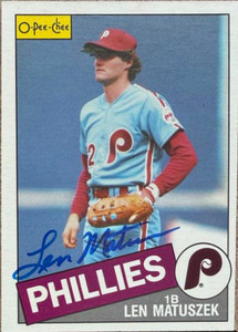 Len Matuszek Autographed 1985 O-Pee-Chee #226 Philadelphia Phillies Card