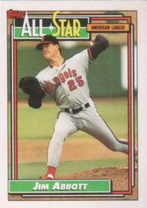 1992 Topps #406 Jim Abbott AS VG California Angels 