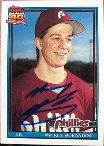Mickey Morandini Autographed 1991 Topps #342 Philadelphia Phillies Card