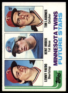 1982 Topps #766 Lenny Faedo/Kent Hrbek/Tim Laudner Twins Rookies VG RC Rookie Minnesota Twins 
