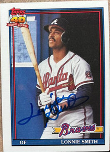 Lonnie Smith Autographed 1991 Topps #306 Atlanta Braves Card 