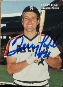 Terry Puhl Autographed 1988 Mothers Cookies Houston Astros #7