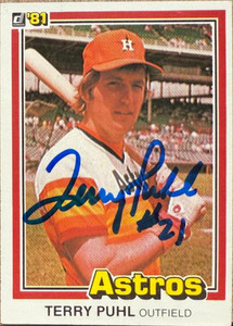 Terry Puhl Autographed 1981 Donruss #24 Houston Astros Card