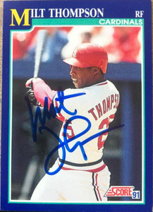Milt Thompson Autographed 1991 Score #54
