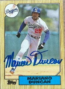 Mariano Duncan Autographed 1987 Topps #199 Los Angeles Dodgers Card 