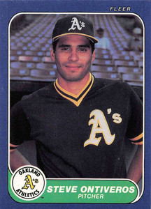 1986 Fleer #429 Steve Ontiveros VG RC Rookie Oakland Athletics 
