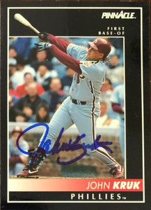 John Kruk Autographed 1992 Pinnacle #147 Philadelphia Phillies Card