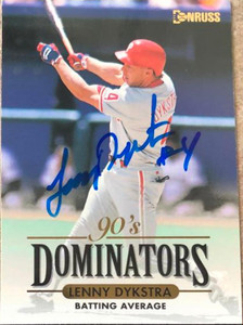 Lenny Dykstra Autographed 1994 Donruss 90's Dominators #9 Batting Average 