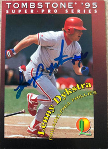 Lenny Dykstra Autographed 1995 Tombstone Pizza Super-Pro Series #22