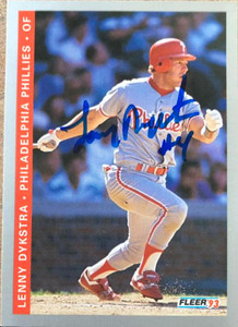 Lenny Dykstra Autographed 1993 Fleer #488 Philadelphia Phillies Card