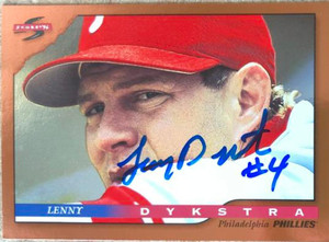 Lenny Dykstra Autographed 1996 Score Dugout Collection #57