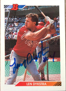 Lenny Dykstra Autographed 1992 Bowman #635