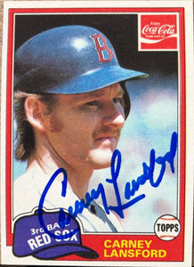 Carney Lansford Autographed 1981 Topps Coca Cola Boston Red Sox #6