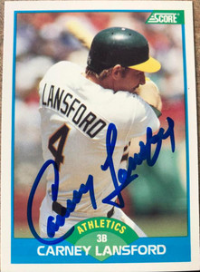 Carney Lansford Autographed 1989 Score #179
