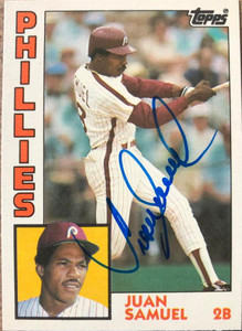 Juan Samuel Autographed 1984 Topps Traded #105T Philadelphia Phillies Card