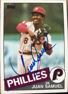 Juan Samuel Autographed 1985 Topps #265 Philadelphia Phillies Card