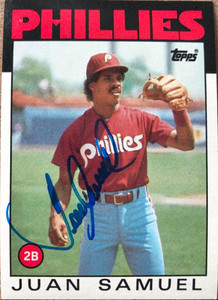Juan Samuel Autographed 1986 Topps #475 Philadelphia Phillies Card