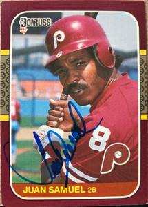 Juan Samuel Autographed 1987 Donruss Opening Day #156 Philadelphia Phillies Card