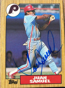 Juan Samuel Autographed 1987 Topps #255 Philadelphia Phillies Card