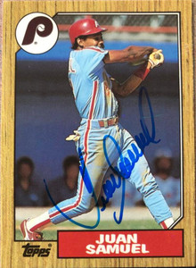 Juan Samuel Autographed 1987 Topps Tiffany #255 Philadelphia Phillies Card