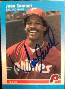 Juan Samuel Autographed 1987 Fleer Classic Miniatures #94 Philadelphia Phillies Card