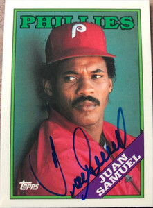 Juan Samuel Autographed 1988 Topps Tiffany #705 Philadelphia Phillies Card