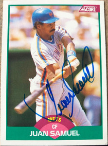 Juan Samuel Autographed 1989 Score Rookie & Traded #21T New York Mets Card