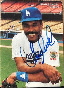 Juan Samuel Autographed 1990 Los Angeles Dodgers Mother's Cookies #7