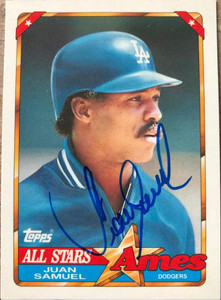 Juan Samuel Autographed 1990 Topps Ames All-Stars #25 Los Angeles Dodgers Card