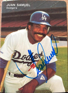 Juan Samuel Autographed 1991 Los Angeles Dodgers Mother's Cookies #7