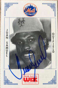 Juan Samuel Autographed 1991 Nobody Beats the Wiz New York Mets #342 Juan Samuel Autographed 1991 Nobody Beats the Wiz New York Mets #342