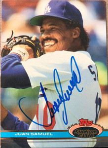 Juan Samuel Autographed 1991 Stadium Club #495 Los Angeles Dodgers Card