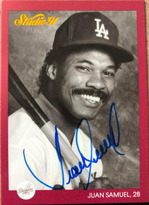 Juan Samuel Autographed 1991 Studio #188 Los Angeles Dodgers Card