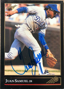 Juan Samuel Autographed 1992 Leaf Black Gold #125 Los Angeles Dodgers Card