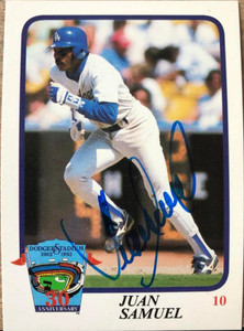 Juan Samuel Autographed 1992 Los Angeles Dodgers Police #4