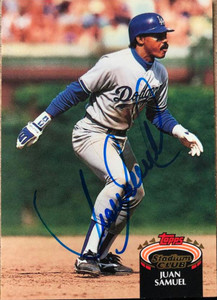 Juan Samuel Autographed 1992 Stadium Club #11 Los Angeles Dodgers Card
