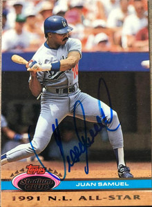 Juan Samuel Autographed 1992 Stadium Club Dome #161 Los Angeles Dodgers Card
